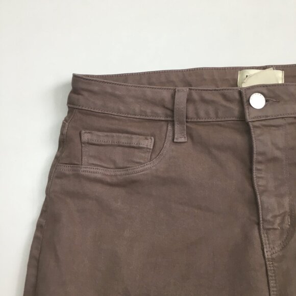 L'AGENCE Faux Pockets Deep Taupe Wanda High Rise Crop Wide Leg Raw Hem Jeans - Picture 5 of 14